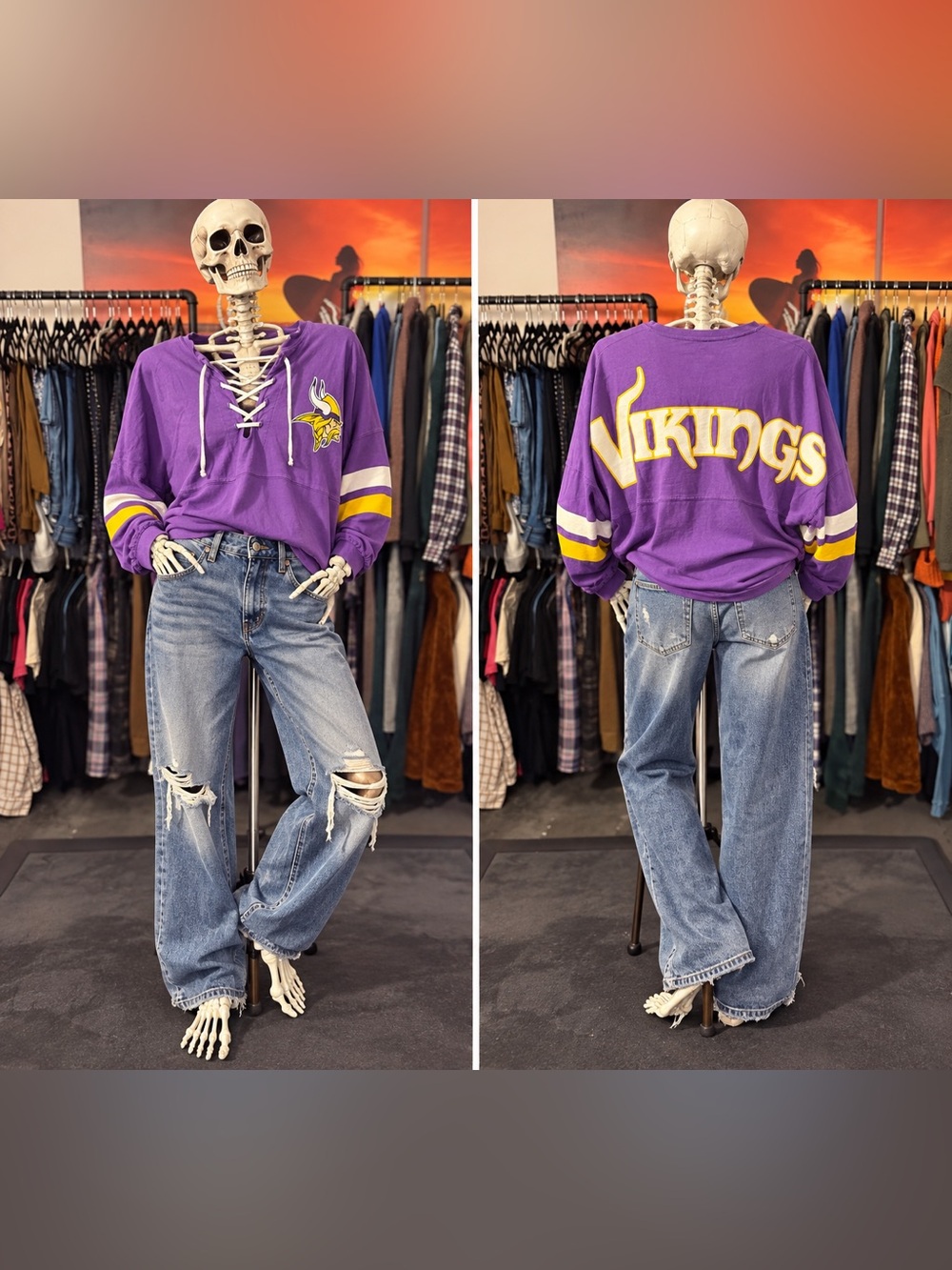 Fanatics Purple Vikings Lace-Up Pullover Jersey with Yellow Accents